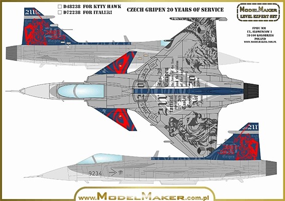 Model Maker Decals D48244 Czech Saab JAS-39C Gripen 20 Years of service 1/48