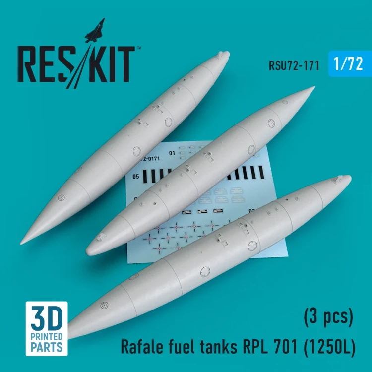 Reskit RSU72-171 Rafale fuel tanks RPL 701 (1250L) (3 pcs.) 1/72
