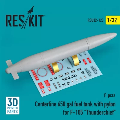Reskit U32123 Centerline 650 gal fuel tank w/ pylons F-105 1/32