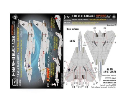 HAD DW72011 Decal F-14A Vf-41 Black Aces (dry-water) 1/72