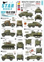 Star Decals 35-C1250 South East Asia 1950s.Tanks and AFVs in Vietnam (VNA and ARVN), Laos, Cambodia and Thailand. M8 Greyhound, Panhard AML 178, M3A1 Halftrack, M24 Chaffee,M8 HMC, CMP C15TA, M3A1 Scout Car 1/35