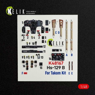 Reskit K48167 Hs-129 B - interior 3D (TAKOM) 1/48