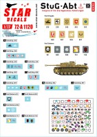 Star Decals 72-A1120 Sturmgeschutz/StuG-Abt #5Generic insignia and unit markings for the SturmgeschГѓВ»tz units.Sturmgeschutz/StuG-Brig 232, Sturmgeschutz/StuG-Brig 236, Sturmgeschutz/StuG-Brig 242, Sturmgeschutz/StuG-Brig 243, Sturmgeschutz/StuG-Brig 303