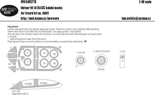New Ware NWA-M0718 1/48 Mask Meteor NF.14 BASIC (SWORD 48011)