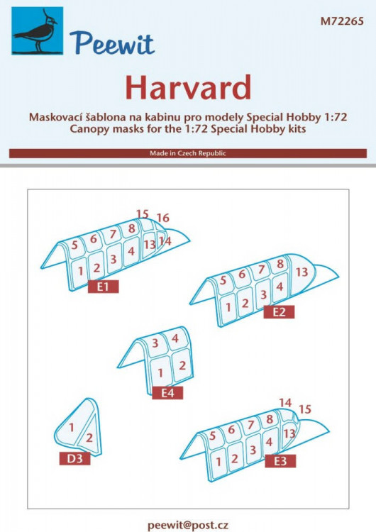 Peewit M72265 Canopy mask Harvard (SP.HOB.) 1/72