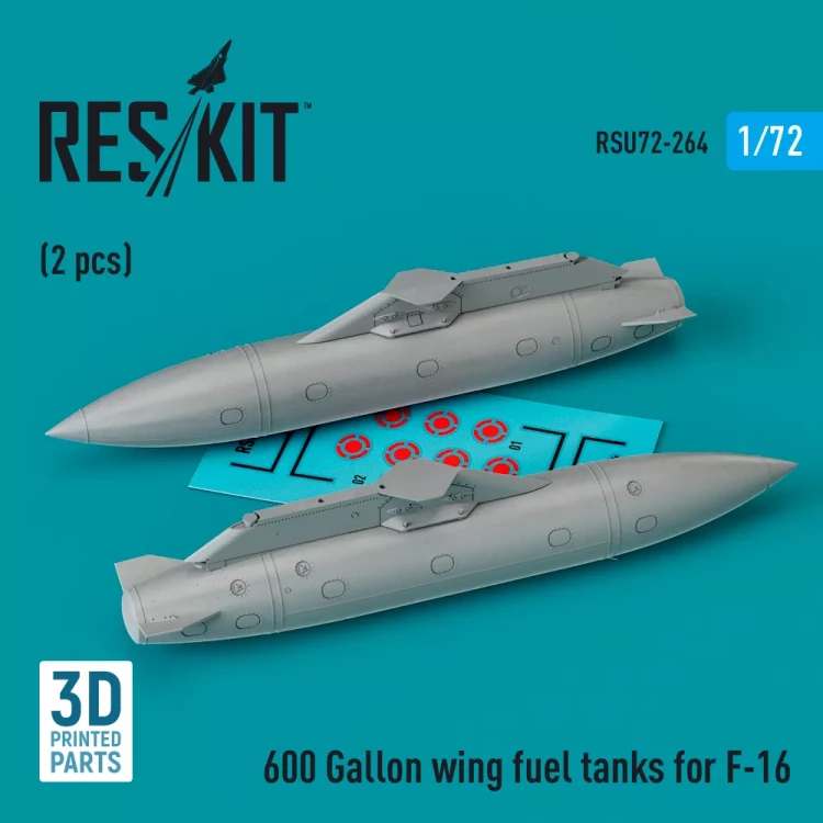 Reskit RSU72264 600 Gal. wing fuel tanks F-16 (2 pcs.) 1/72