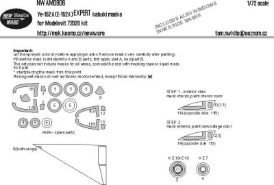 New Ware NWA-M0906 Mask Ye-152A (E-152A) EXPERT (MSVIT 72028) 1/72