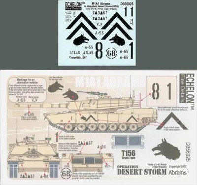 Echelon FD D356025 M1A1s in ODS (tanks of 3-67 Armor &quot;Tiger Brigade&quot;) 1/35