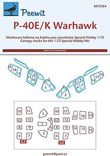 Peewit M72164 1/72 Canopy mask P-40E/K Warhawk (SP.HOB.)