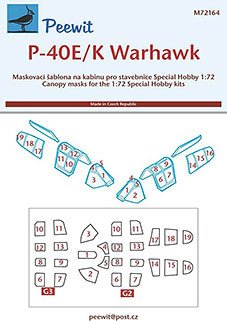 Peewit M72164 1/72 Canopy mask P-40E/K Warhawk (SP.HOB.)