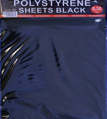 Plusmodel 578 Polystyrene Sheets Black 0,30 mm (220x190 mm, 2x)