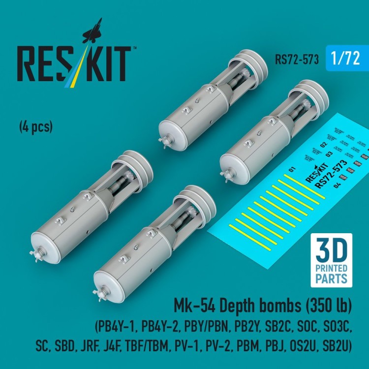 Reskit 72573 Mk-54 Depth bombs (350 lb) (4 pcs.) 1/72