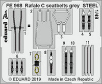 Eduard FE968 1/48 Rafale C seatbelts grey STEEL (REV)