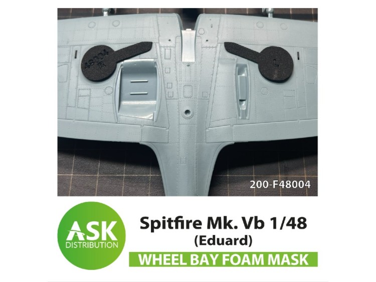 Art Scale 200-F48004 Supermarine Spitfire Mk.I, Mk.II Foam flexible wheel bays mask 1/48