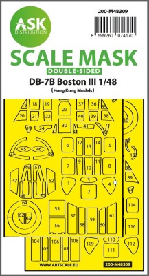 Art Scale 200-M48309 Douglas DB-7B Boston III double-sided self-adhesive fit mask of clear parts and wheels 1/48