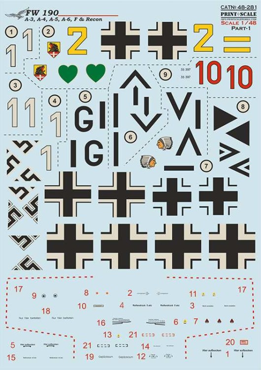 Print Scale 48281 Focke-Wulf Fw-190 A-3, A-4, A-5, A-6, F & Recon Part-1 1/48