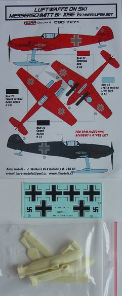 Kora Model CSD7271 Messerschmitt Bf-109E Ski - Conv.set & decal 1/72