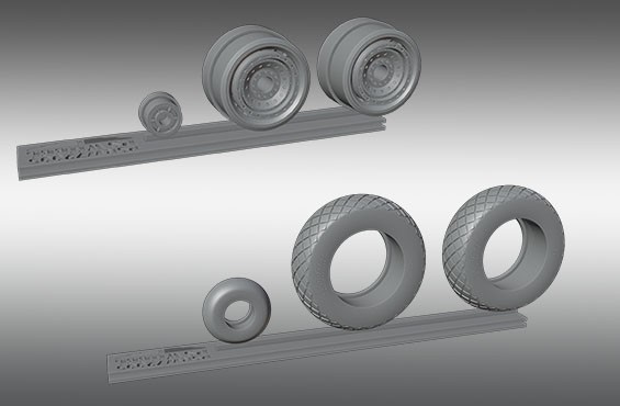 Print Scale PSW72020 Boeing B-17 Resin Rims And Elastic Rubber Wheels 1/72