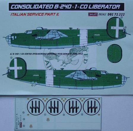 Kora Model DEC72222 Consolidated B-24D-1-CO Italian Pt.II декали декали 1/72