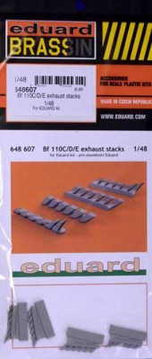 Eduard 648607 BRASSIN 1/48 Bf 110C/D/E exhaust stacks (EDU)