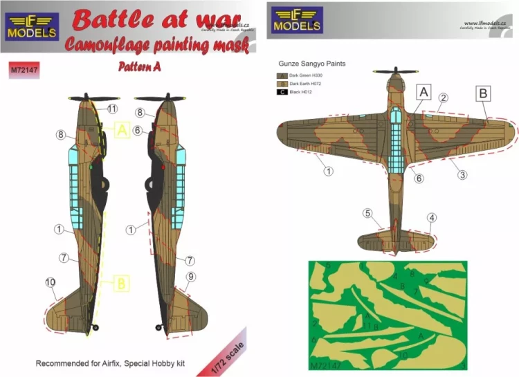 Lf Model M72147 Mask Battle At War Camo Painting Pattern A 1/72