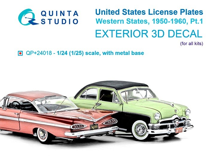Quinta studio QP+24018 Автомобильные номера США, западные штаты, 1950-1960 , часть1 1/24