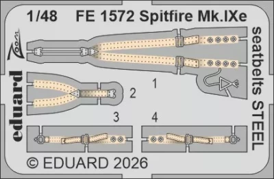 Eduard FE1572 Spitfire Mk.IXe seatbelts STEEL (AIRF) 1/48