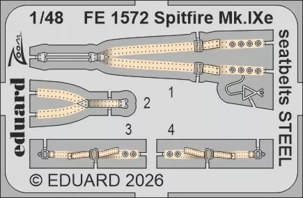 Eduard FE1572 Spitfire Mk.IXe seatbelts STEEL (AIRF) 1/48