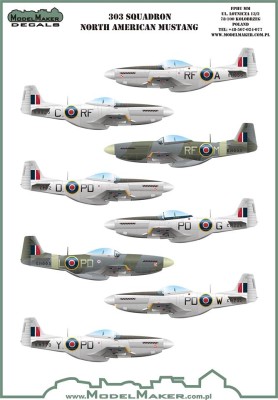 Model Maker Decals D48102 303 Squadron North-American P-51D Mustangs 1/48