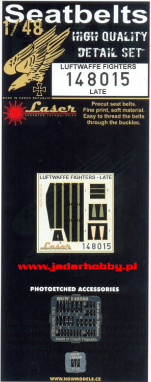 HGW 148015 Luftwaffe Fighters - Seatbelts Late 1/48