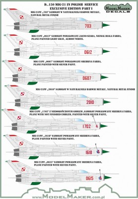 Model Maker Decals D72150 Mikoyan MiG-21 in Polish service Exclusive edition part I 1/72
