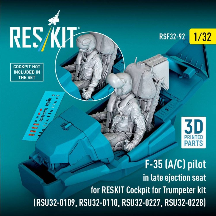 Reskit F32092 F-35 (A/C) pilot in late ej. seat (TRUMP) 1/32