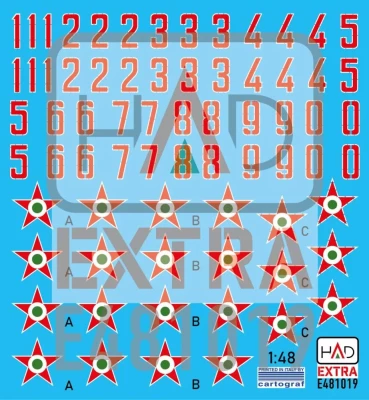 HAD E481019 Decal Hungarian Nat.Insignias&amp;numbers 1951-90 1/48