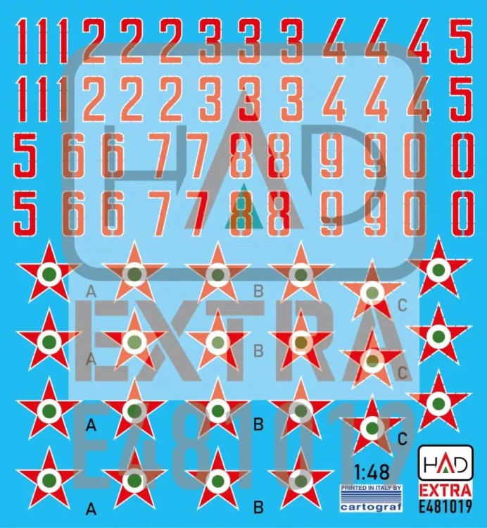 HAD E481019 Decal Hungarian Nat.Insignias&numbers 1951-90 1/48