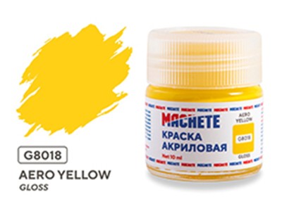 Machete G8018 Краска акриловая Aero yellow (Желтый, глянцевый) 10 мл.