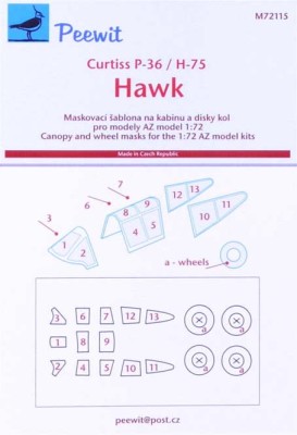 Peewit PW-M72115 1/72 Canopy mask Curtiss P-36/H-75 Hawk (AZ MODEL)