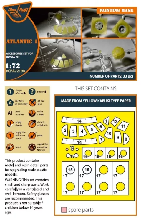 Clear Prop A72194 ATLANTIC 1 painting mask (REV) 1/72