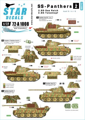 Star Decals 72-A1008 SS-Panthers #2. 2.SS-Das Reich and 3.SS-Totenkopf 1/72