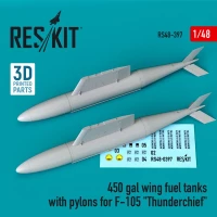 Reskit RS48-397 450 gal wing fuel tanks w/ pylons for F-105 1/48