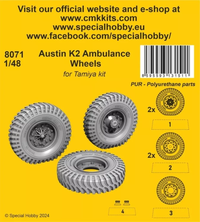 CMK SP8071 Austin K2 Ambulance Wheels (TAM) 1/48