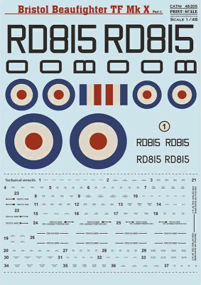 Print Scale C48205 Beaufighter Mk.X Part 1 (wet decals) 1/48