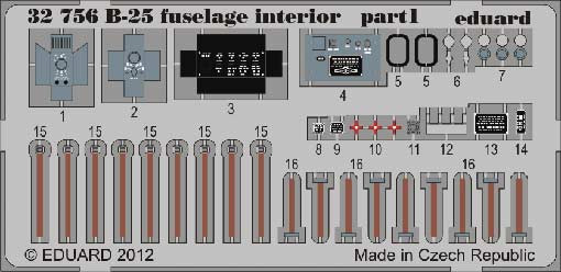 Eduard 32756 1/32 Цветное Фототравление для B-25 fuselage interior