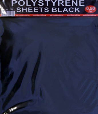 Plusmodel 579 Polystyrene Sheets Black 0,50 mm (220x190 mm, 2x)