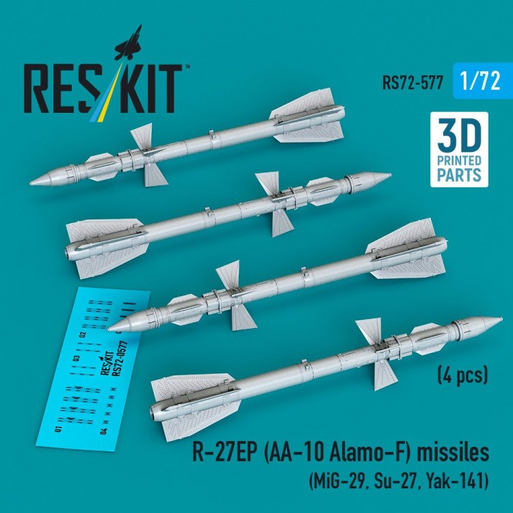 Reskit 72577 R-27EP (AA-10 Alamo-F) missiles (4 pcs.) 1/72