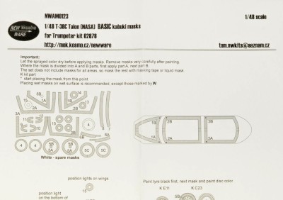 New Ware NWA-M0123 Mask T-38C Talon (NASA) BASIC (TRUM 02878) 1/48