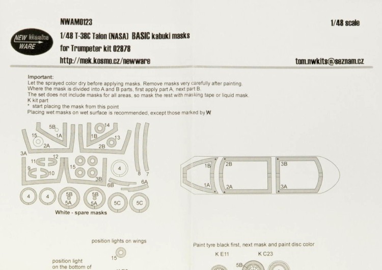 New Ware NWA-M0123 Mask T-38C Talon (NASA) BASIC (TRUM 02878) 1/48