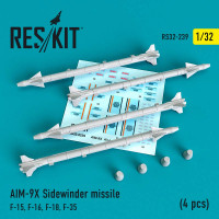 Reskit RS32-0239 AIM-9X Sidewinder missile (4 pcs) F-15, F-16, F-18, F-35 Aademy, Revell, Trumpeter, Kitty Hawk, Tamiya, Hasegawa, Italeri 1/32