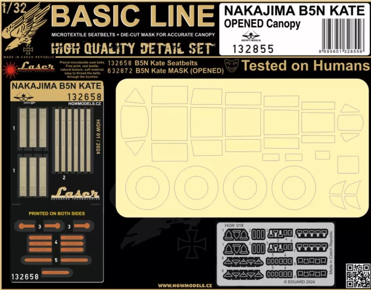 HGW 132855 Nakajima B5N Kate Opened Canopy (BASIC LINE) 1/32