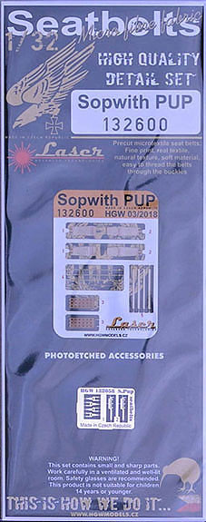HGW 132600 Seatbelts Sopwith PUP (laser) 1/32