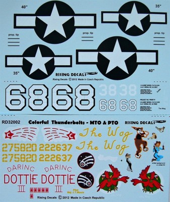 Rising Decals 32002 Colorful Thunderbolts P-47 MTO &amp; PTO 1/32